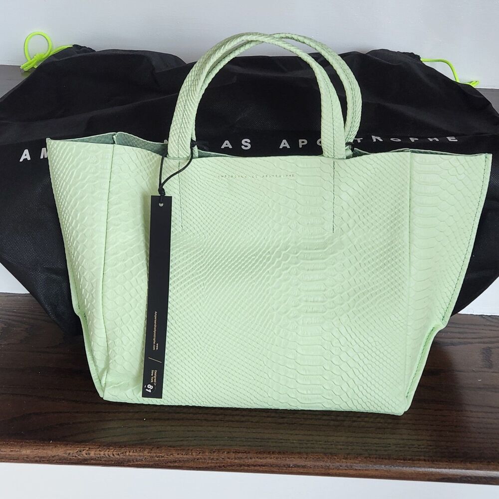 NWT Mint Python Embossed Leather Half Tote Work B… - image 3